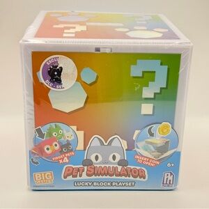Pet Simulator Lucky Block Playset Interactive Fidget Toy with 4 Pets & Coin